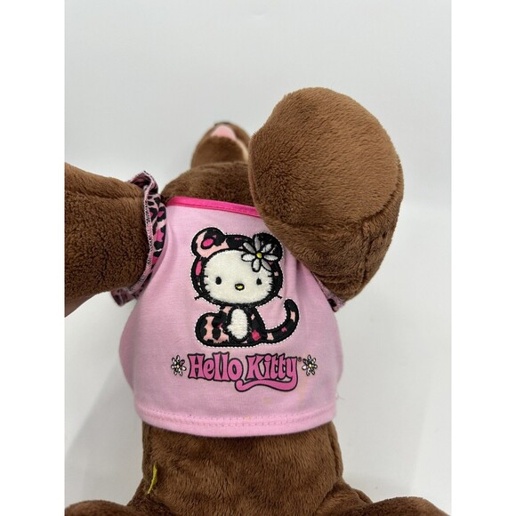 Build A Bear DACHSHUND Weiner DOG Plush BAB W/ Hello Kitty Leopard Pajama Top - Picture 3 of 6